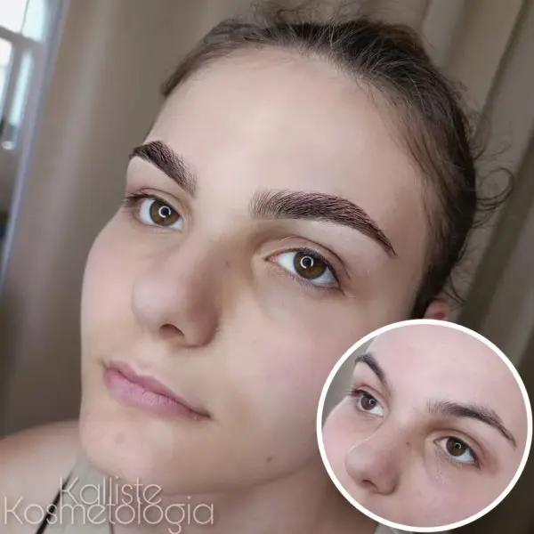 Efekt przed i po stylizacja brwi henną w salonie kosmetycznym w Rzeszowie