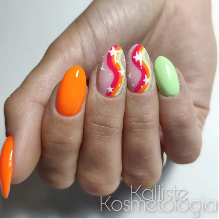 Manicure ze zdobieniem wykonany w salonie Kalliste w Sędziszowie Małopolskim