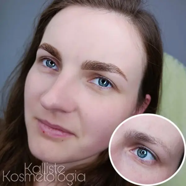 Efekt przed i po profesjonalnej stylizacji brwi w salonie kosmetycznym w Rzeszowie